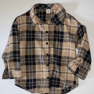 SHEIN • Black and Tan • Plaid • Button Down Shirt